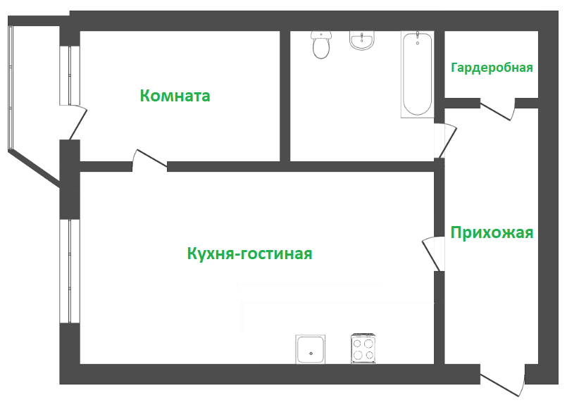 1-комнатная 41.9 м2 в ЖК undefined корпус null этаж 23