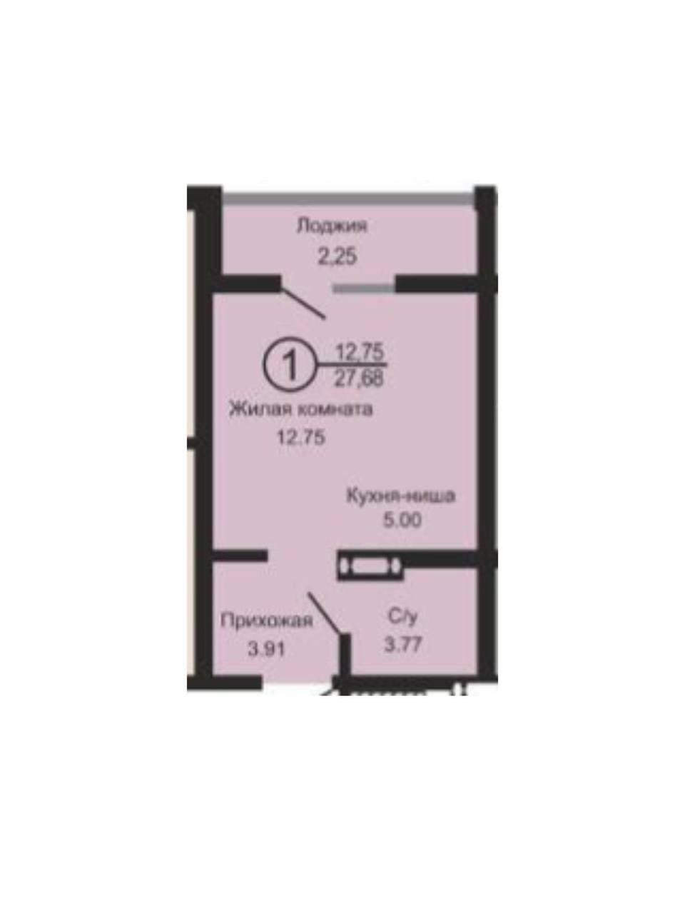 Студия 27.7 м2 в ЖК undefined корпус null этаж 5