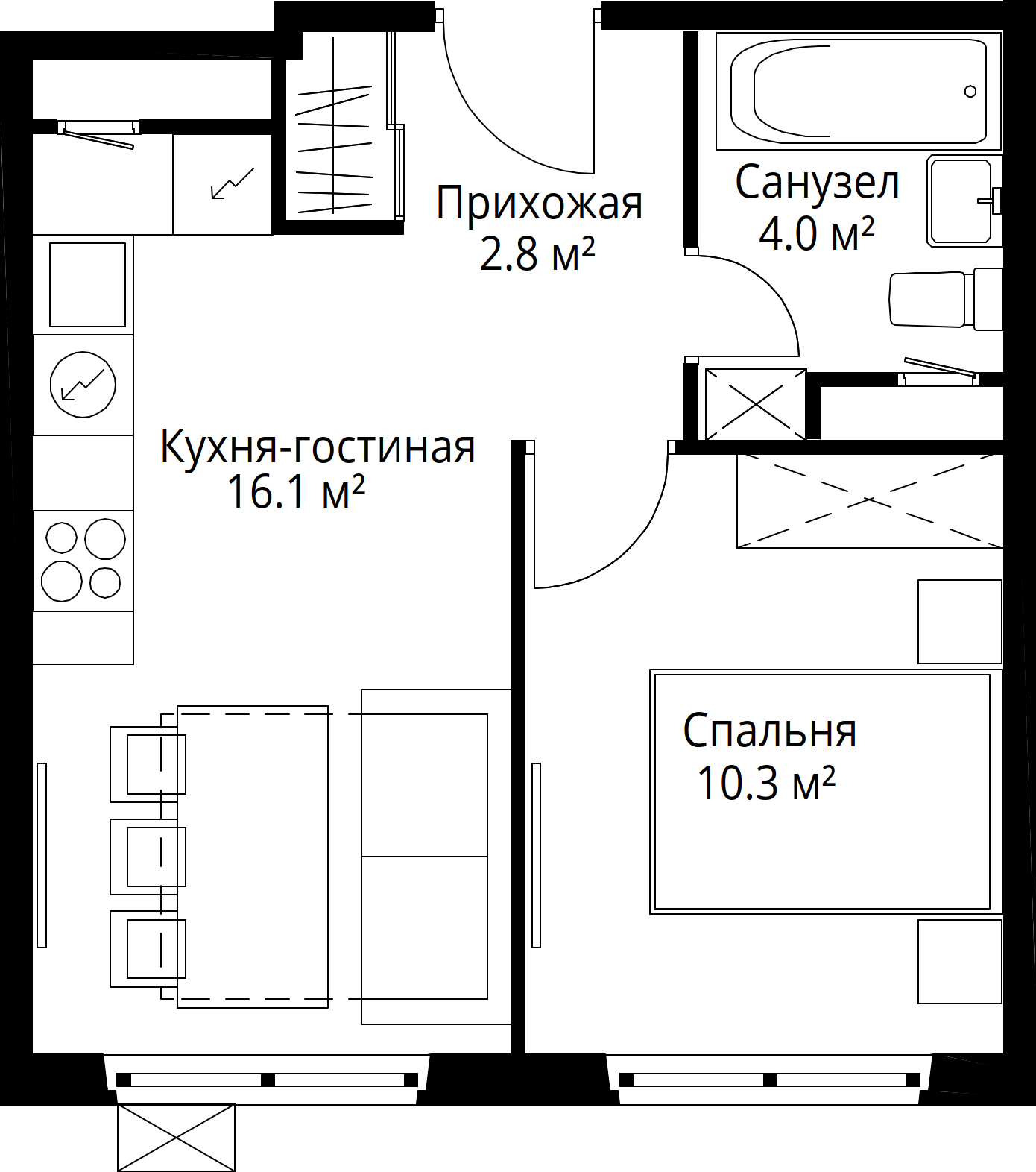 1-комнатная 33 м2 в ЖК Эко Видное 2.0 корпус null этаж 4
