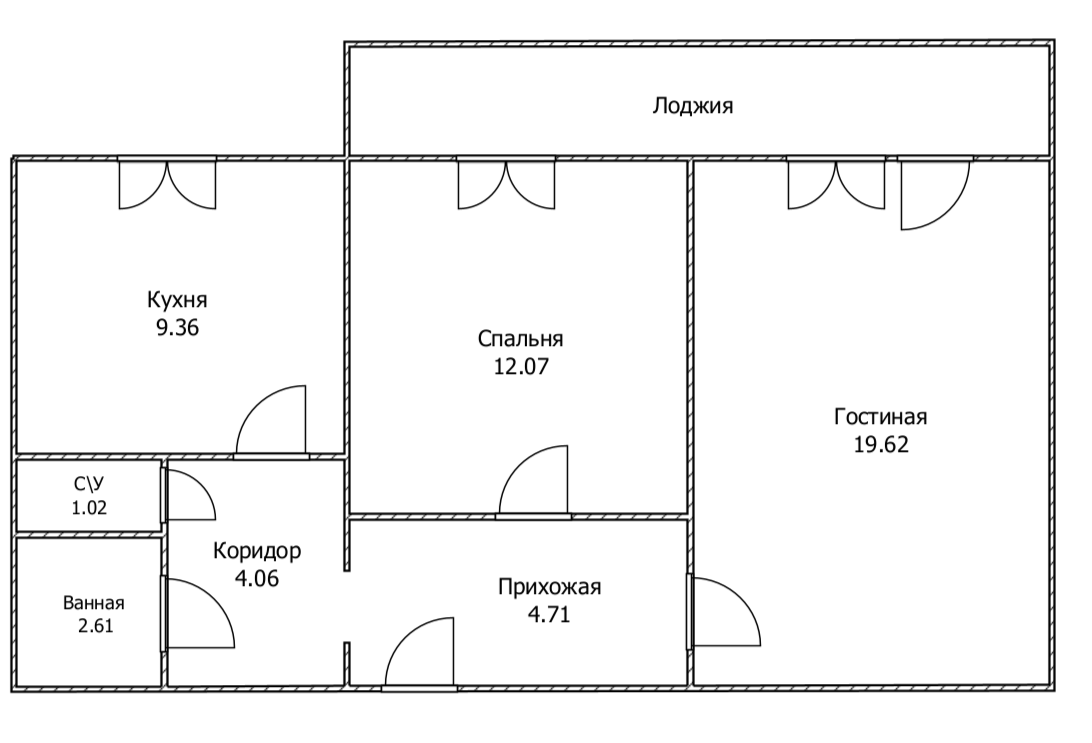 2-комнатная 54 м2 в ЖК undefined корпус null этаж 2