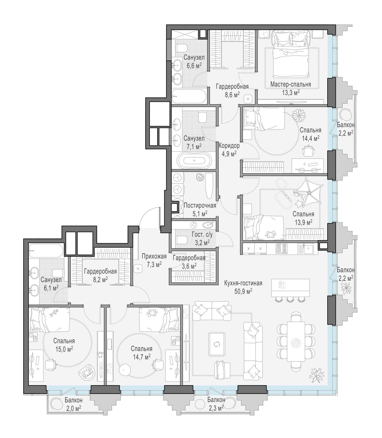 1-комнатная 186 м2 в ЖК Элитный квартал «Тишинский бульвар» корпус null этаж 8