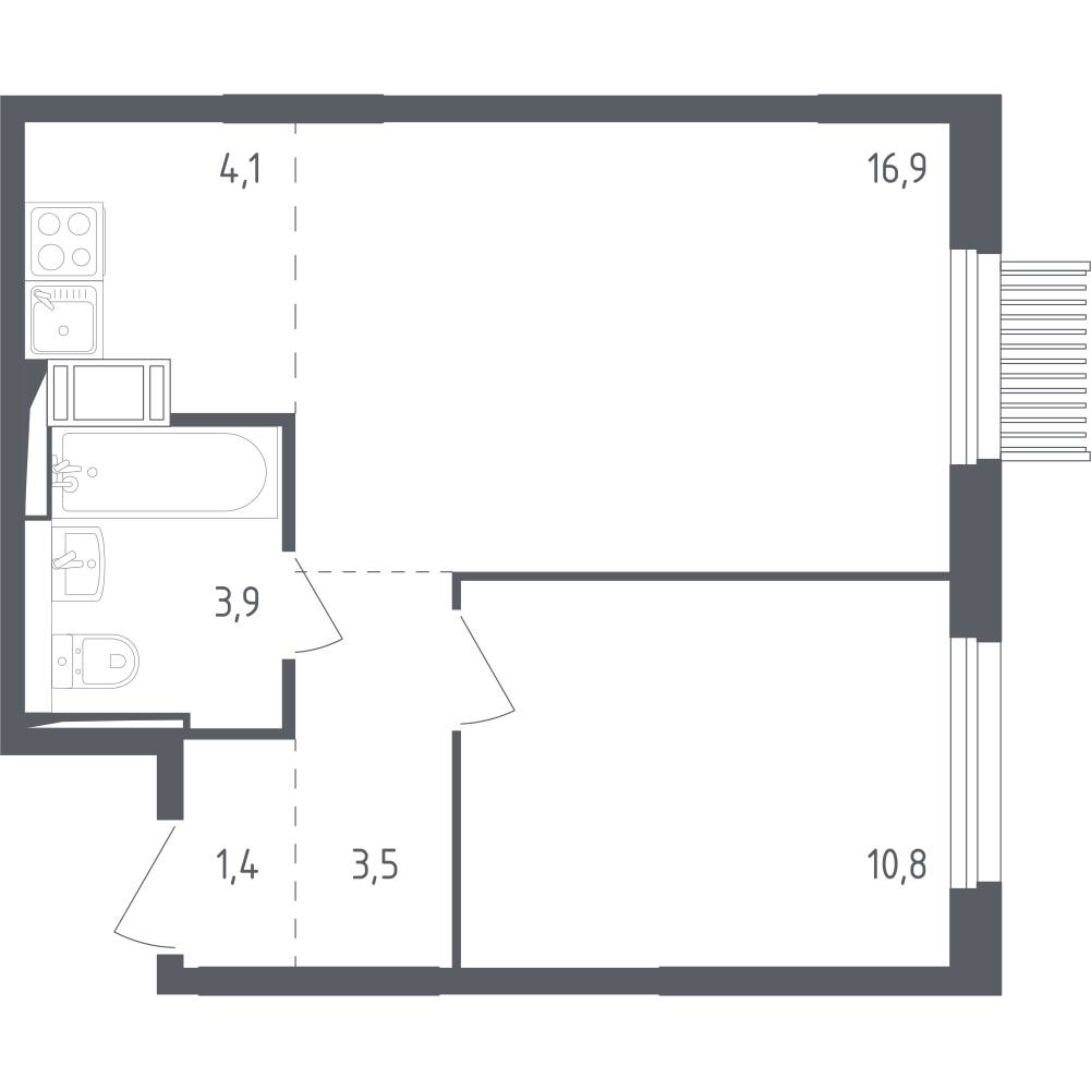 Студия 40 м2 в ЖК Мытищи Парк корпус null этаж 15