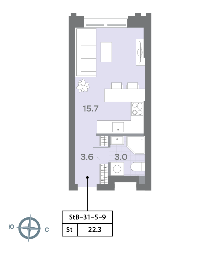 Студия 22 м2 в ЖК Дмитровское небо корпус null этаж 9