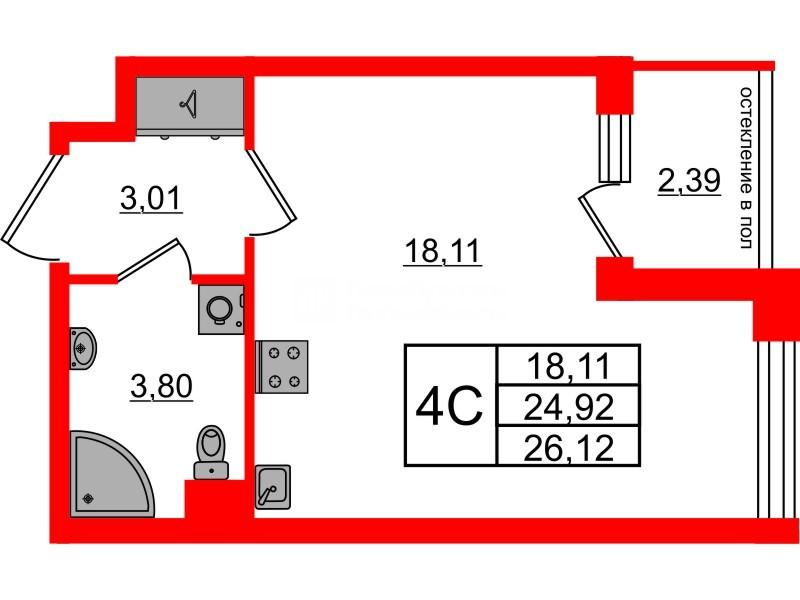 Студия 24 м2 в ЖК Univer City корпус null этаж 1