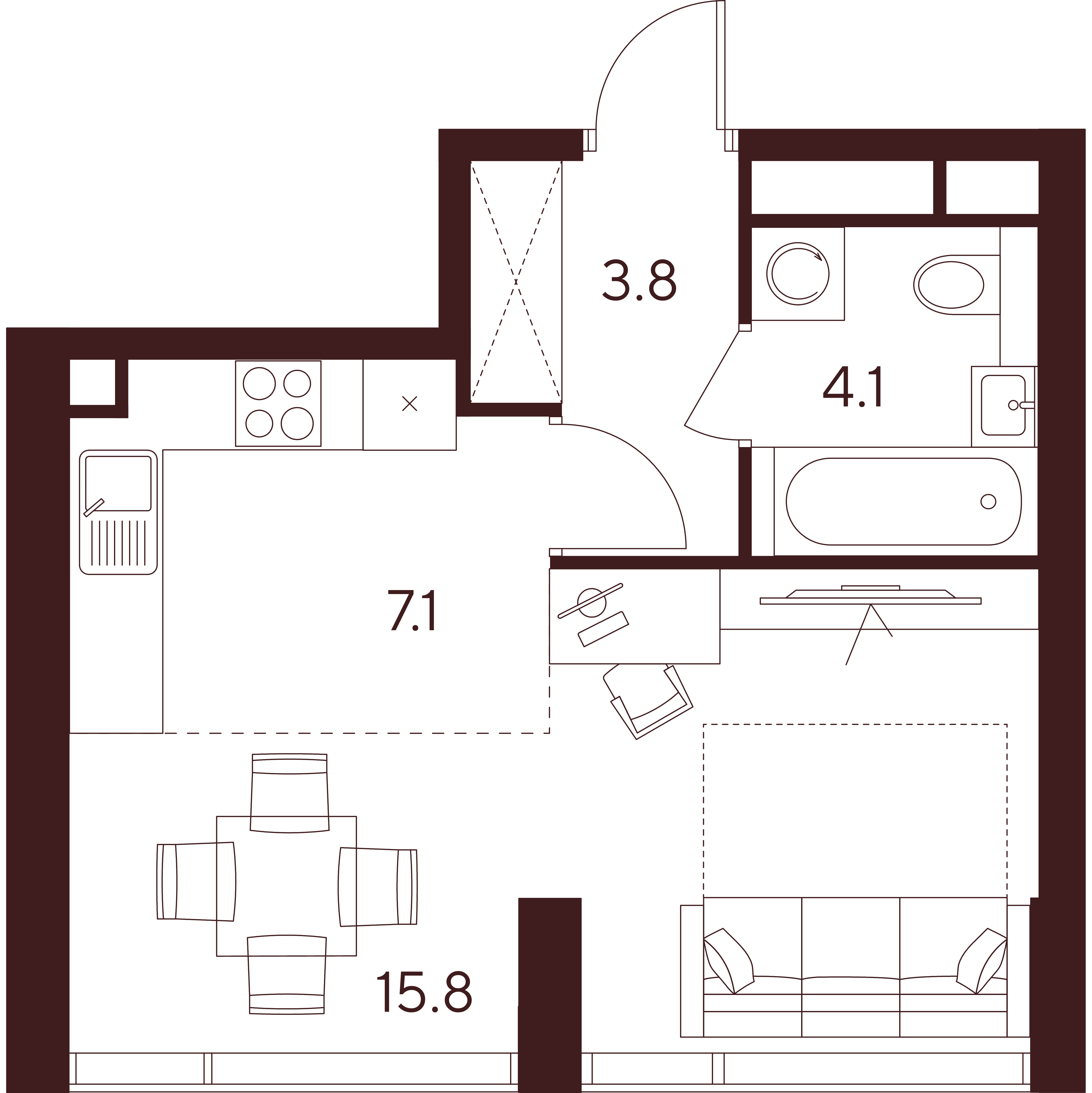 Студия 30 м2 в ЖК Indy Towers корпус null этаж 6