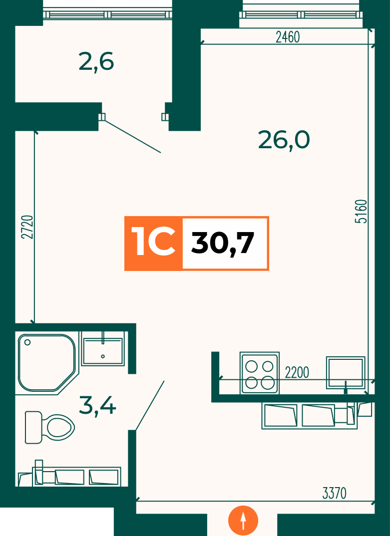 Студия 30 м2 в ЖК Квартал СЮЖЕТЫ корпус null этаж 9