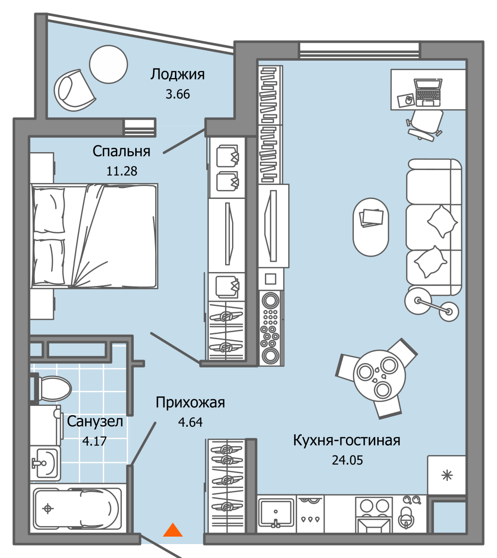 2-комнатная 46 м2 в ЖК ULTRAGRAD корпус null этаж 7