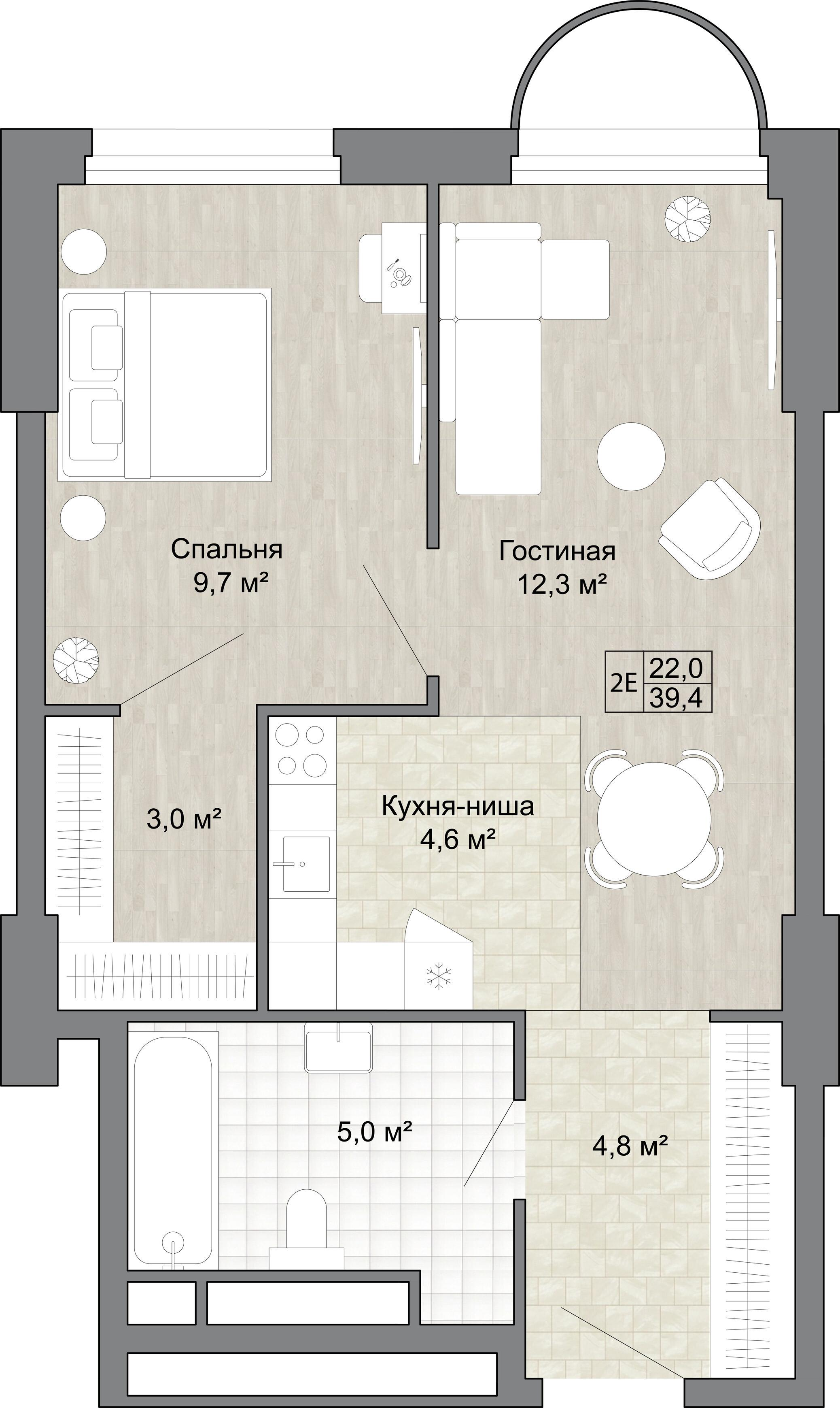 Студия 39 м2 в ЖК Новые Смыслы корпус null этаж 3