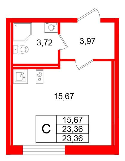 Студия 23 м2 в ЖК Квартал Заречье корпус null этаж 1