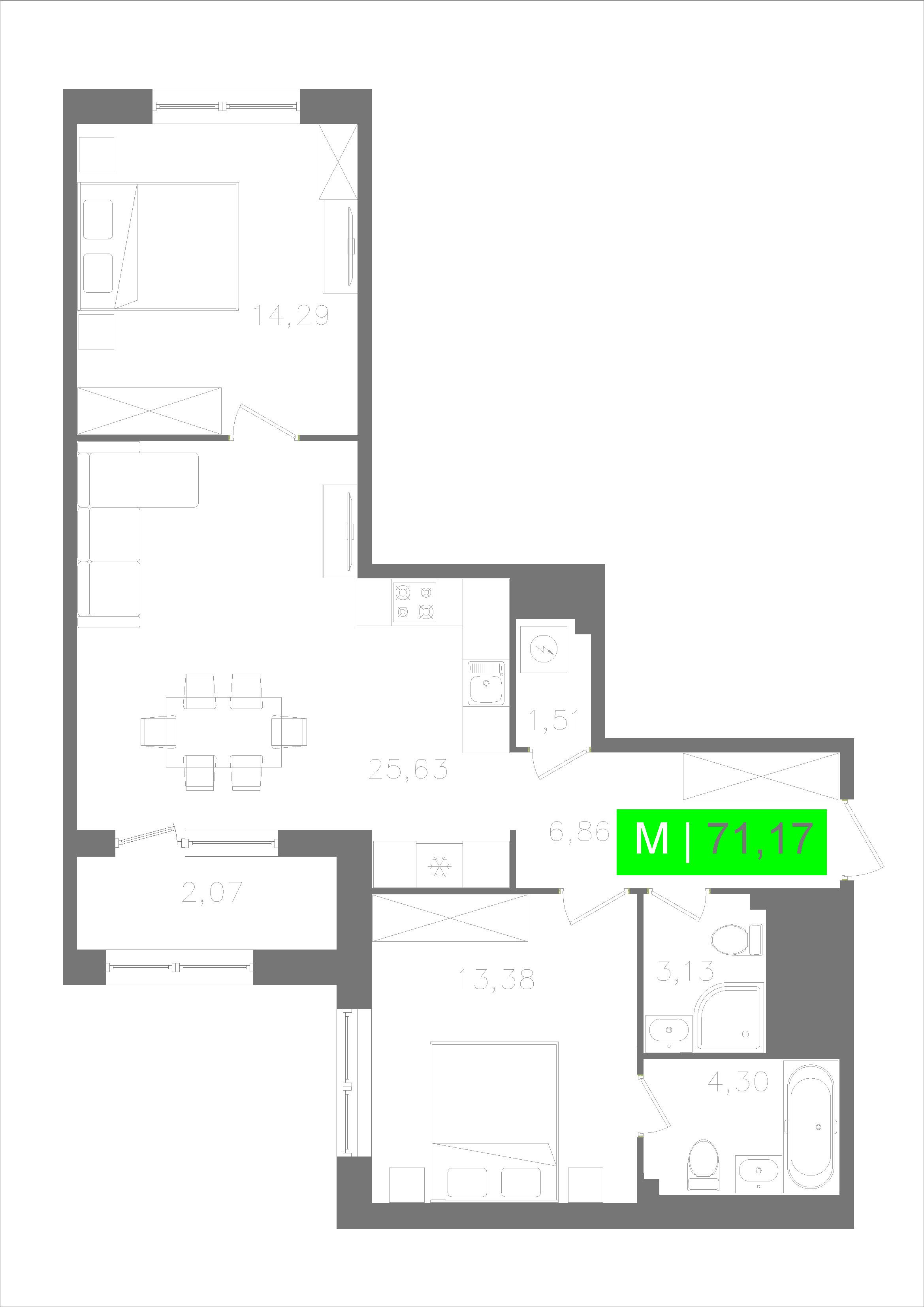 Студия 71 м2 в ЖК ОРО от Аквилон корпус null этаж 4