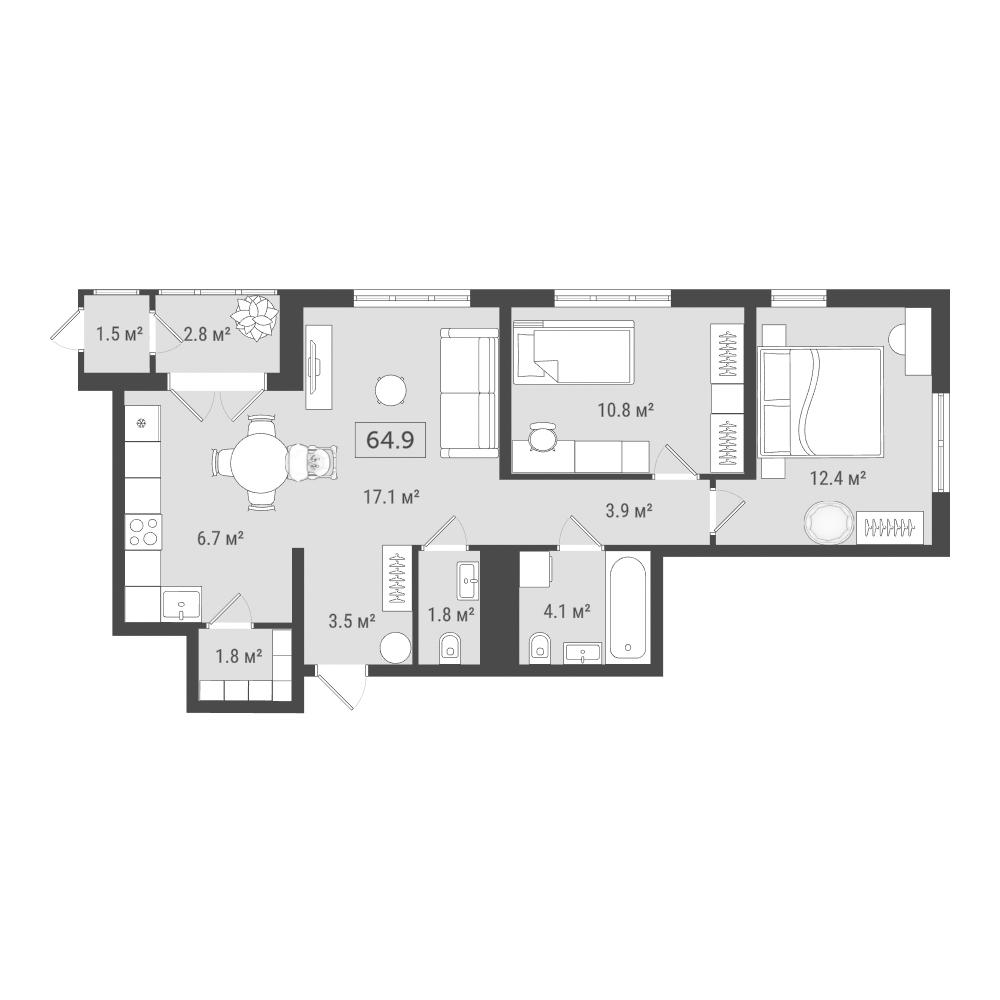 Студия 64 м2 в ЖК Фамильный дом корпус null этаж 6