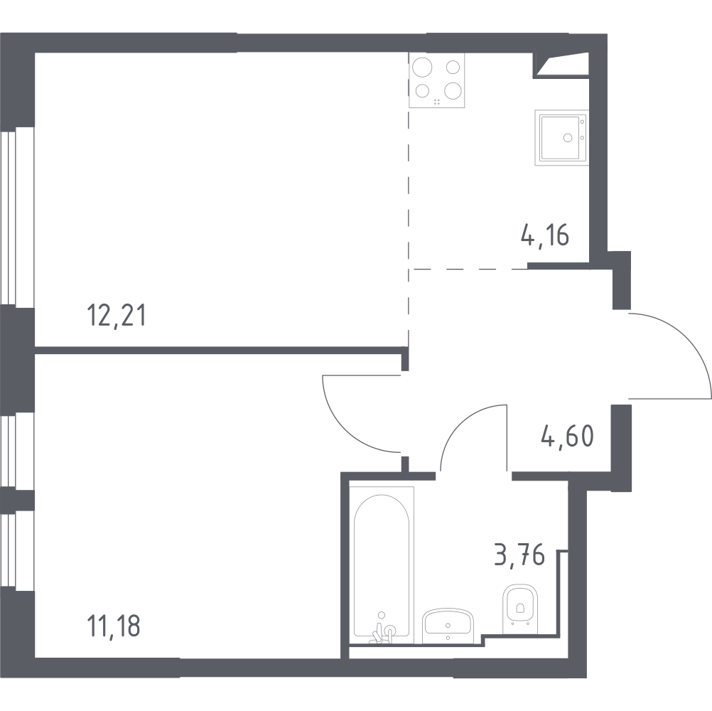 Студия 36 м2 в ЖК Остафьево корпус null этаж 7