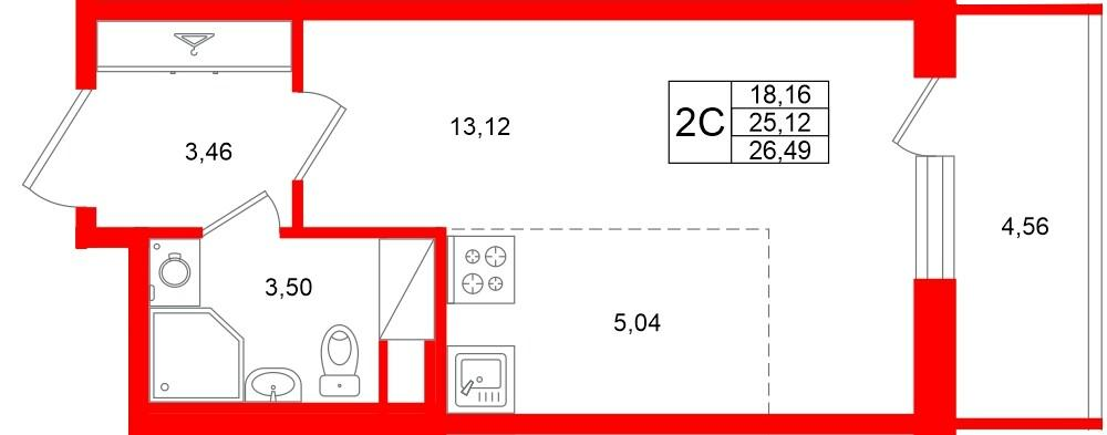 Студия 25 м2 в ЖК Титул в Московском корпус null этаж 11