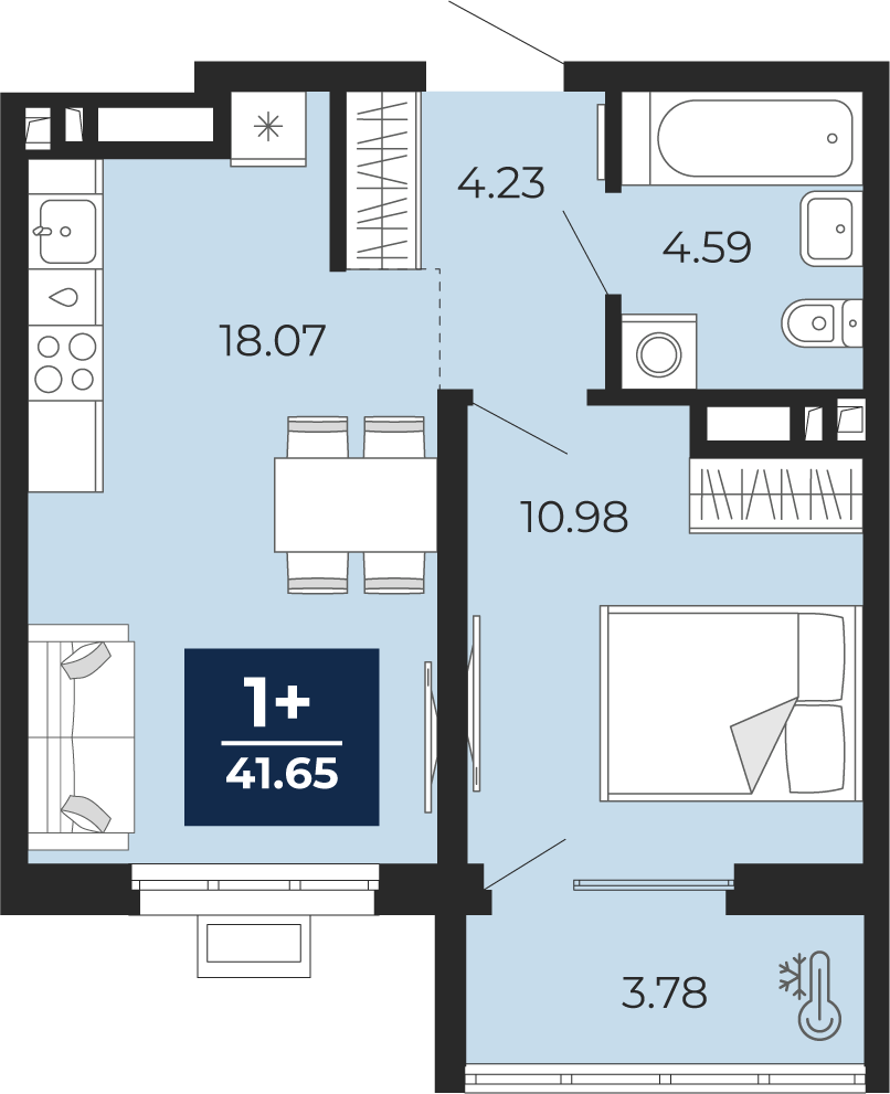 1-комнатная 37 м2 в ЖК Беринг корпус null этаж 7