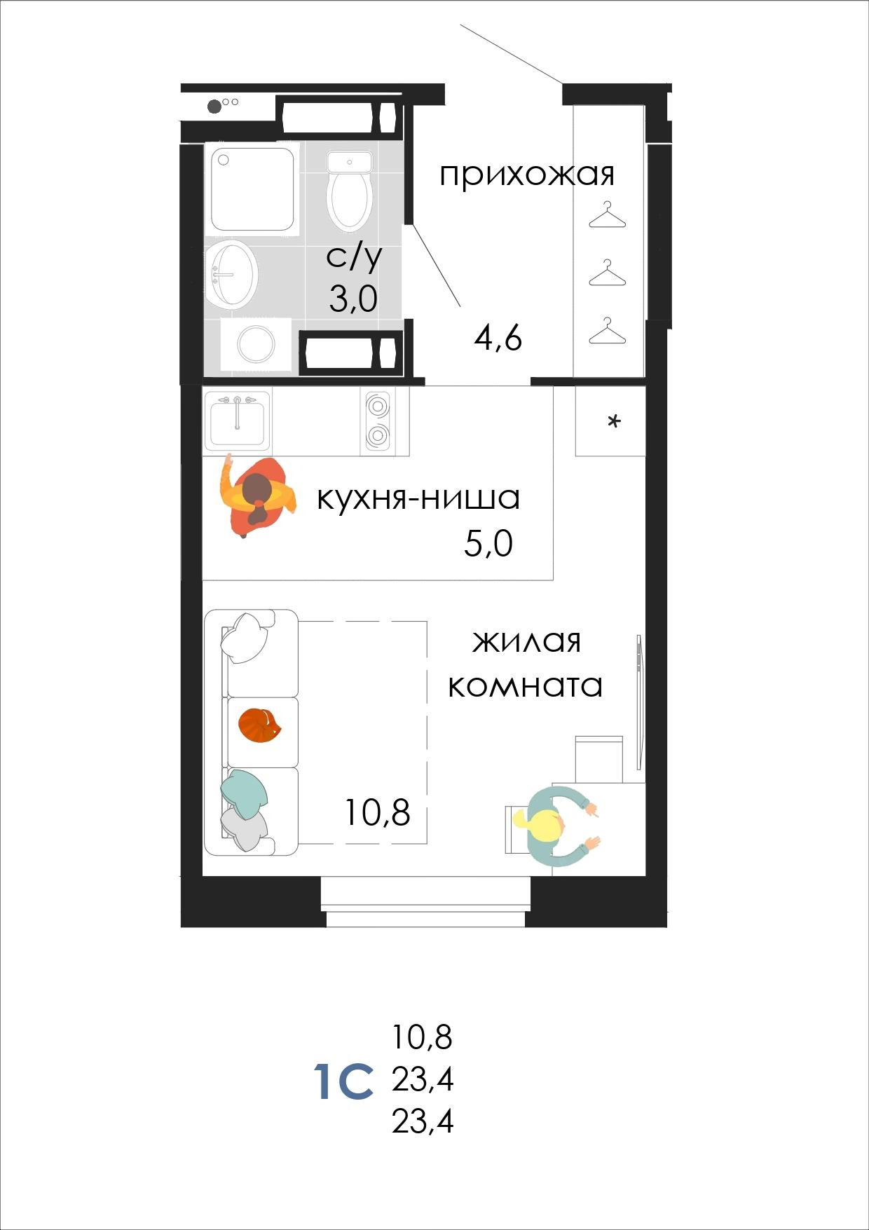 Студия 23 м2 в ЖК Дом Пятница корпус null этаж 15