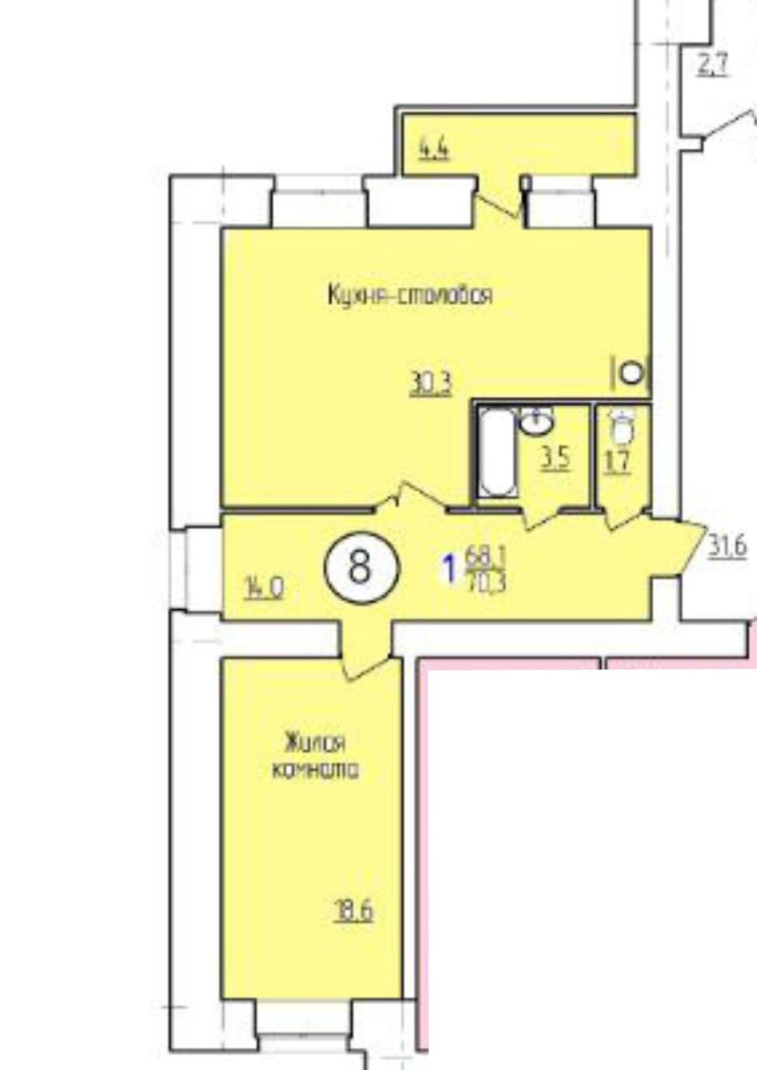 2-комнатная 70.4 м2 в ЖК undefined корпус null этаж 5