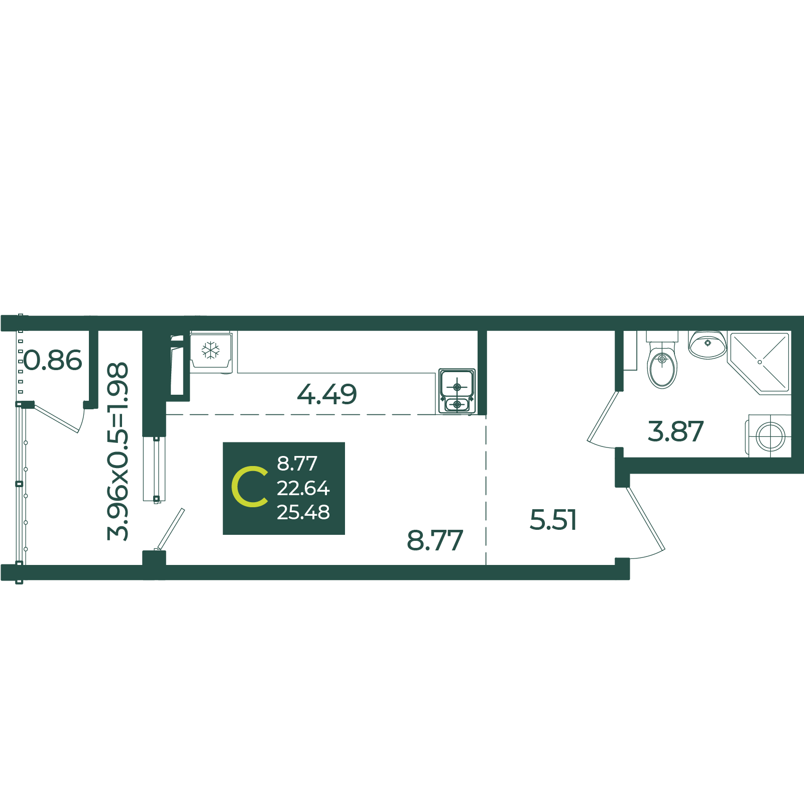 Студия 25 м2 в ЖК Образцово корпус null этаж 9
