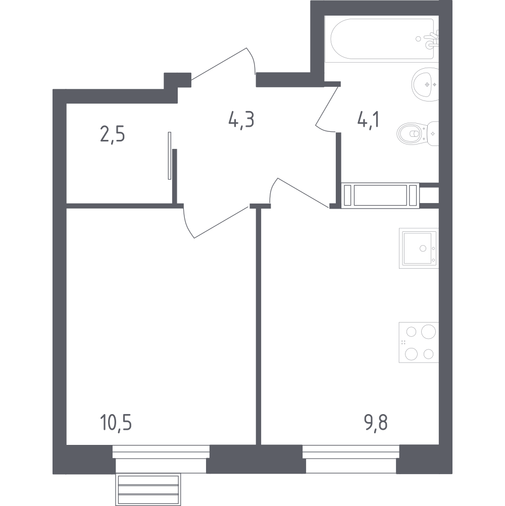 1-комнатная 31 м2 в ЖК Эко Бунино корпус null этаж 3