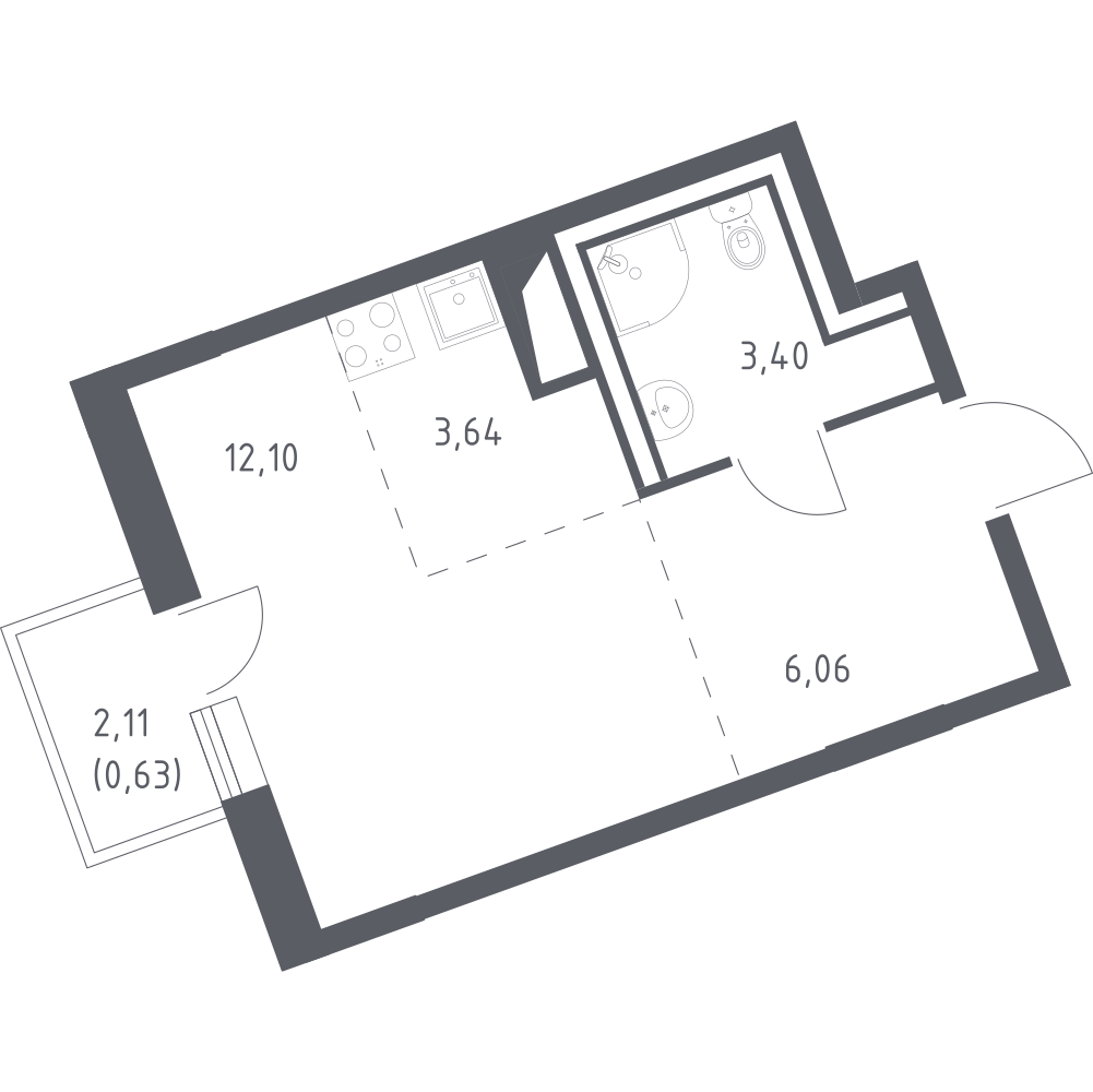 Студия 26 м2 в ЖК Квартал Лаголово корпус null этаж 3