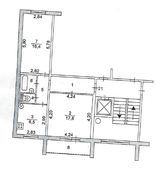 2-комнатная 56 м2 в ЖК undefined корпус null этаж 6