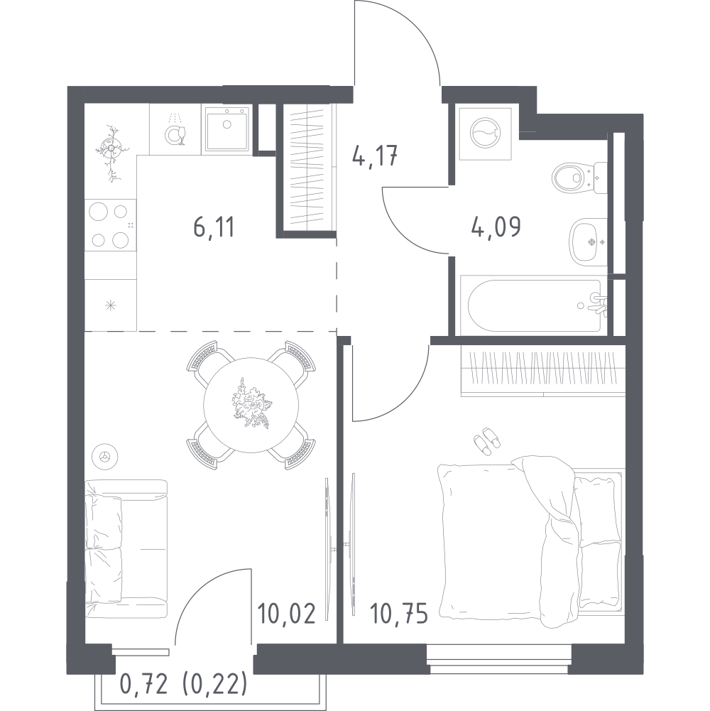 Студия 35 м2 в ЖК Мытищи Парк корпус null этаж 5