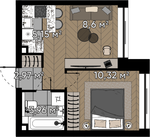 Студия 31 м2 в ЖК Квартал Серебряный бор корпус null этаж 10
