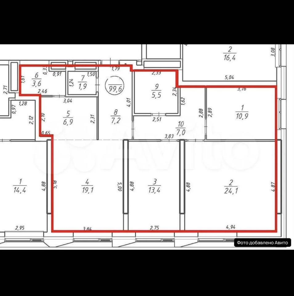 4-комнатная 99.6 м2 в ЖК undefined корпус null этаж 12