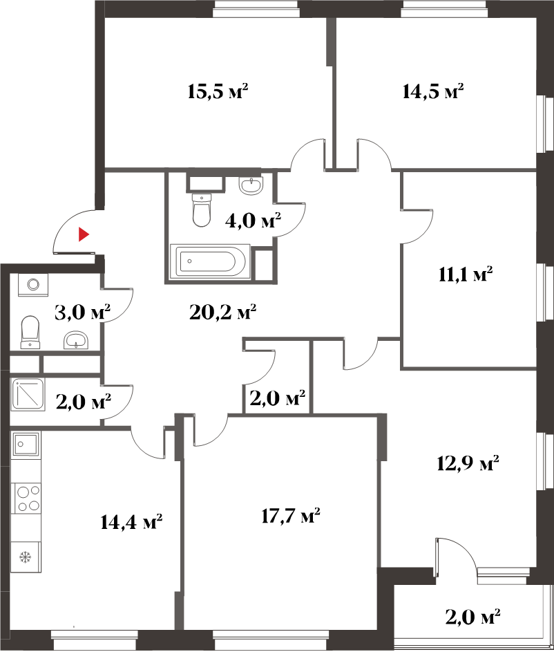 5-комнатная 117 м2 в ЖК Миниполис 8 кленов корпус null этаж 2
