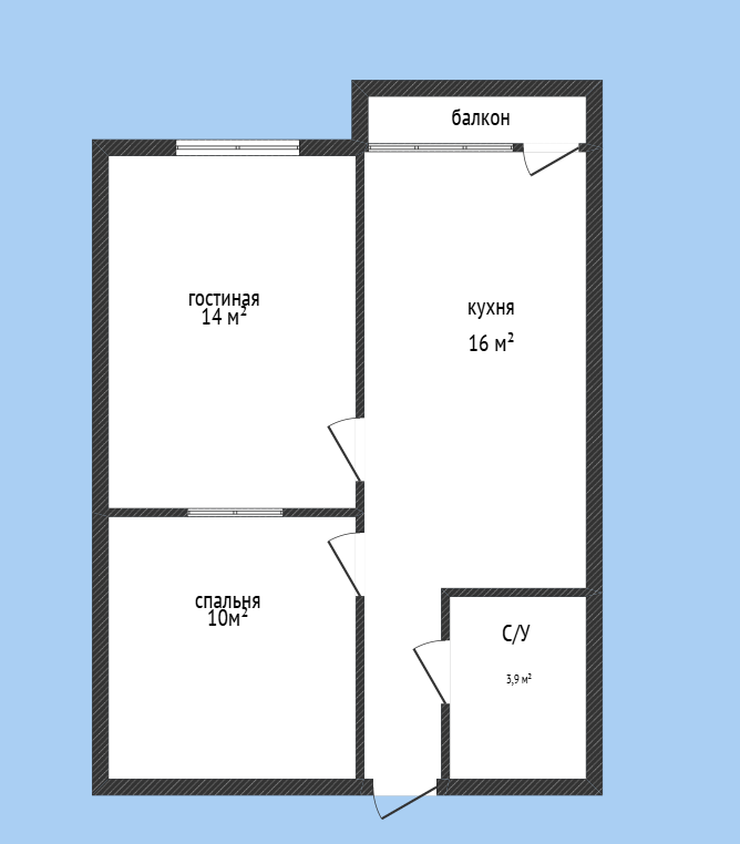 2-комнатная 54 м2 в ЖК undefined корпус null этаж 3