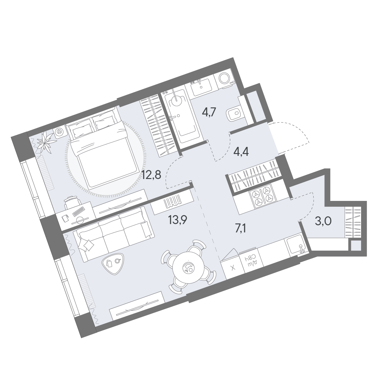 2-комнатная 45 м2 в ЖК Родина Переделкино корпус null этаж 9