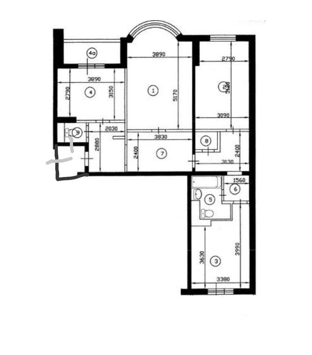 3-комнатная 92.6 м2 в ЖК undefined корпус null этаж 6