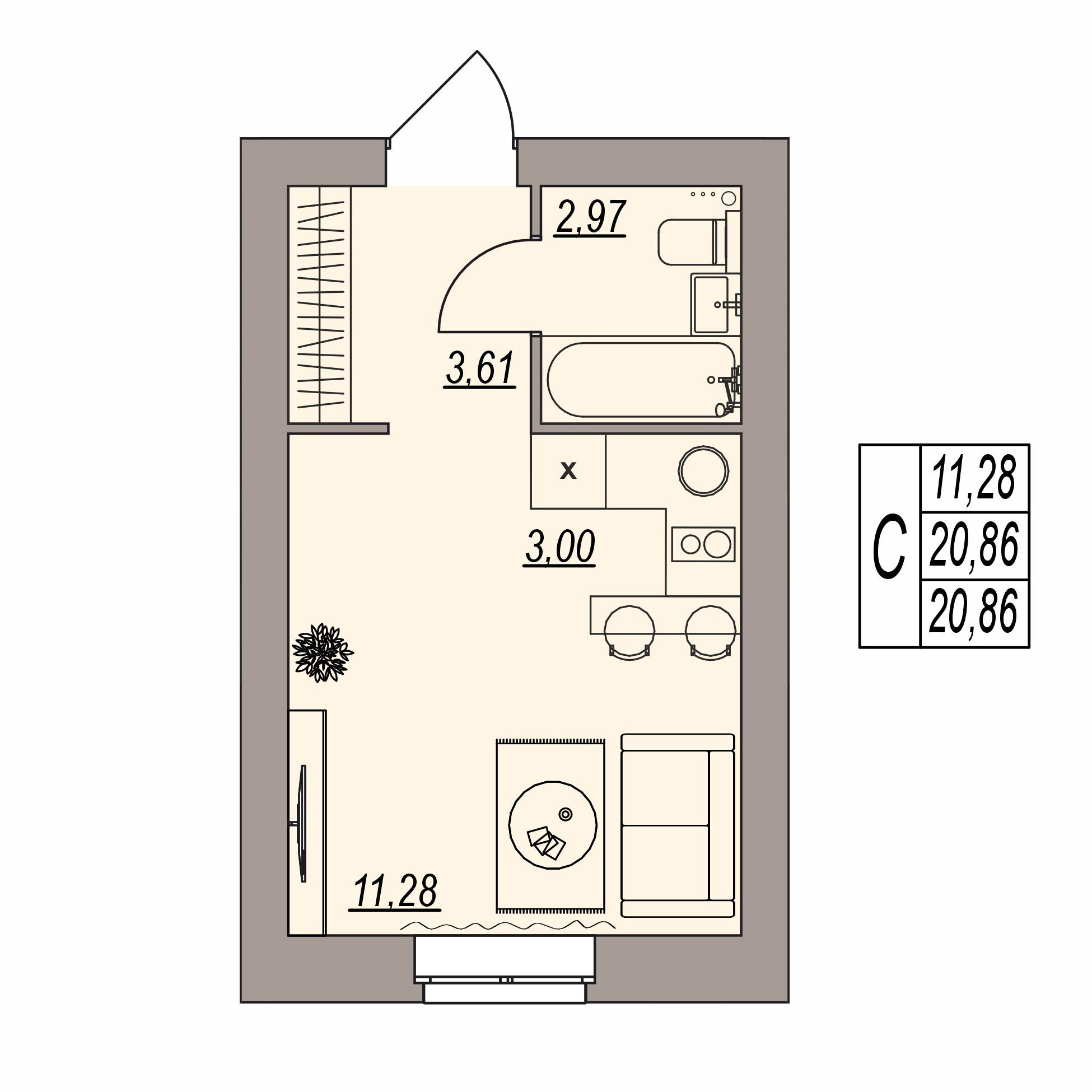 Студия 20 м2 в ЖК Герои поколений корпус null этаж 3