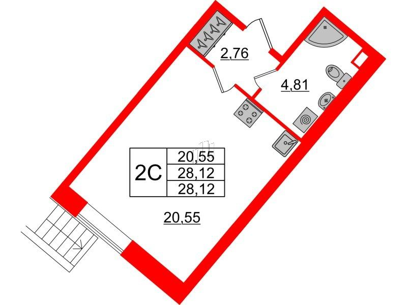 Студия 28 м2 в ЖК Pulse Premier корпус null этаж 1