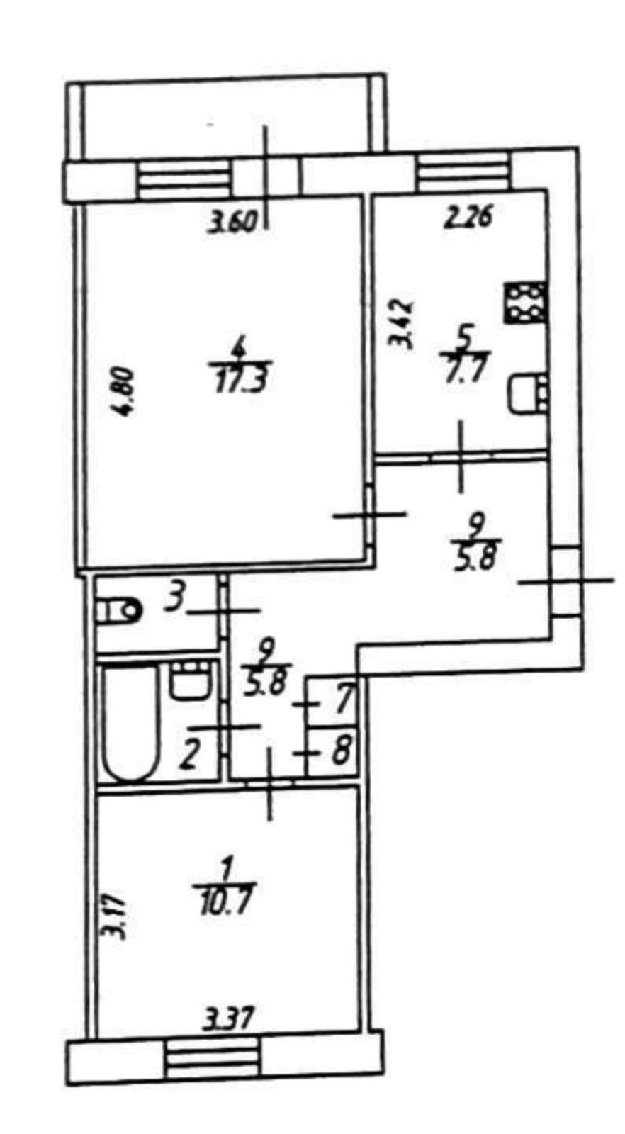 2-комнатная 49.8 м2 в ЖК undefined корпус null этаж 4