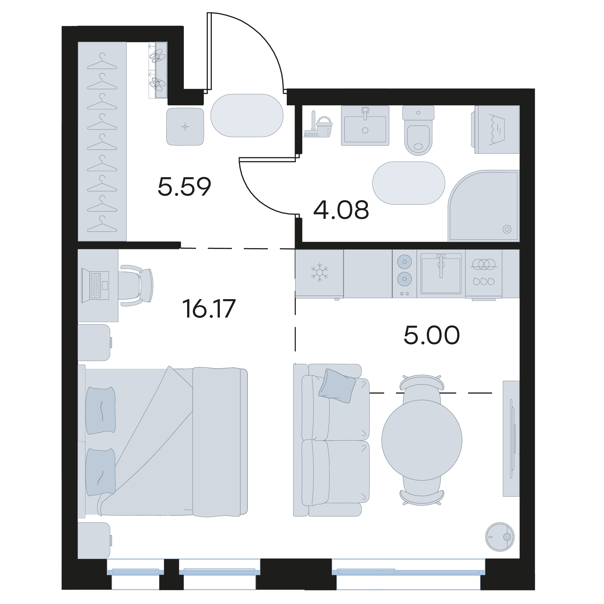 Студия 30 м2 в ЖК Октябрьский корпус null этаж 9