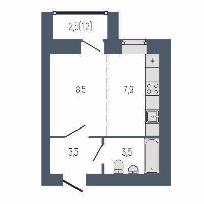 Студия 25 м2 в ЖК Философия Идеалистов на Первомайском корпус null этаж 1
