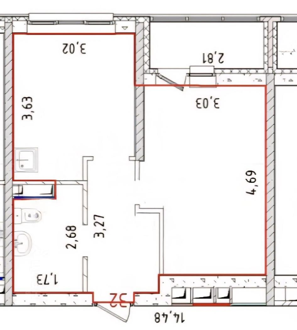 1-комнатная 36 м2 в ЖК undefined корпус null этаж 7