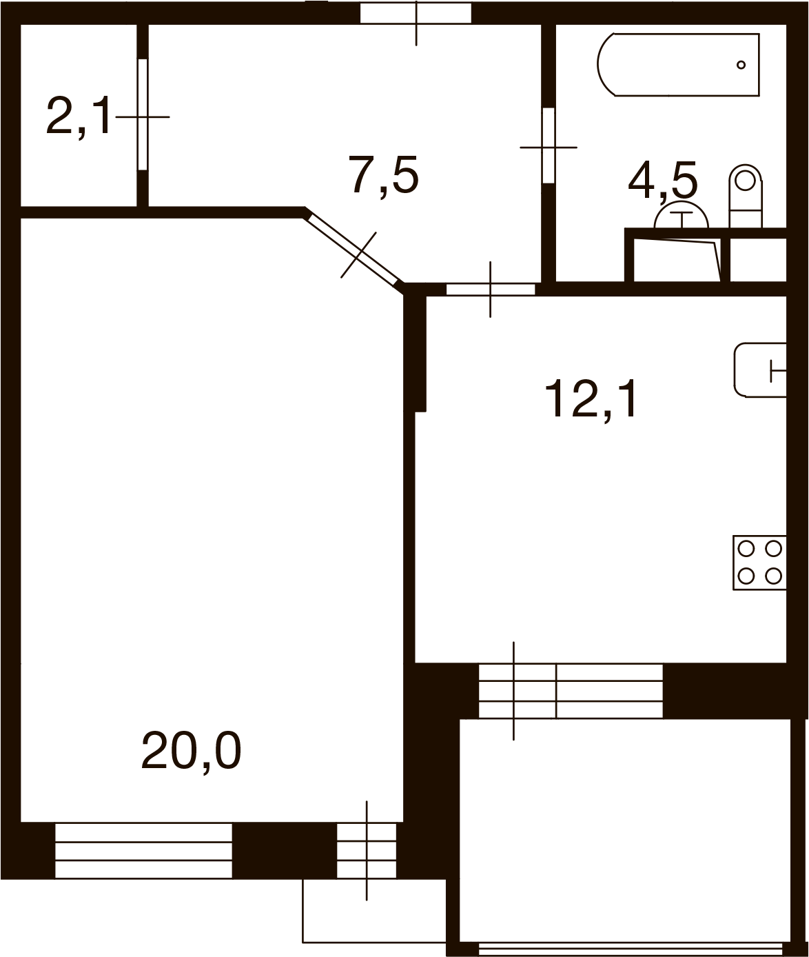 1-комнатная 46 м2 в ЖК Ново-Никольское корпус null этаж 9