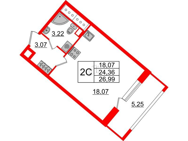 Студия 24 м2 в ЖК Pulse Premier корпус null этаж 3