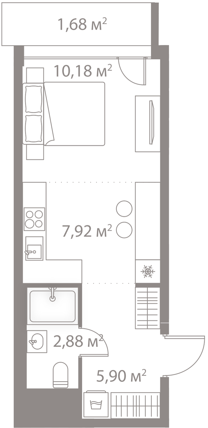Студия 28 м2 в ЖК ЛАЙФ-Варшавская корпус null этаж 7