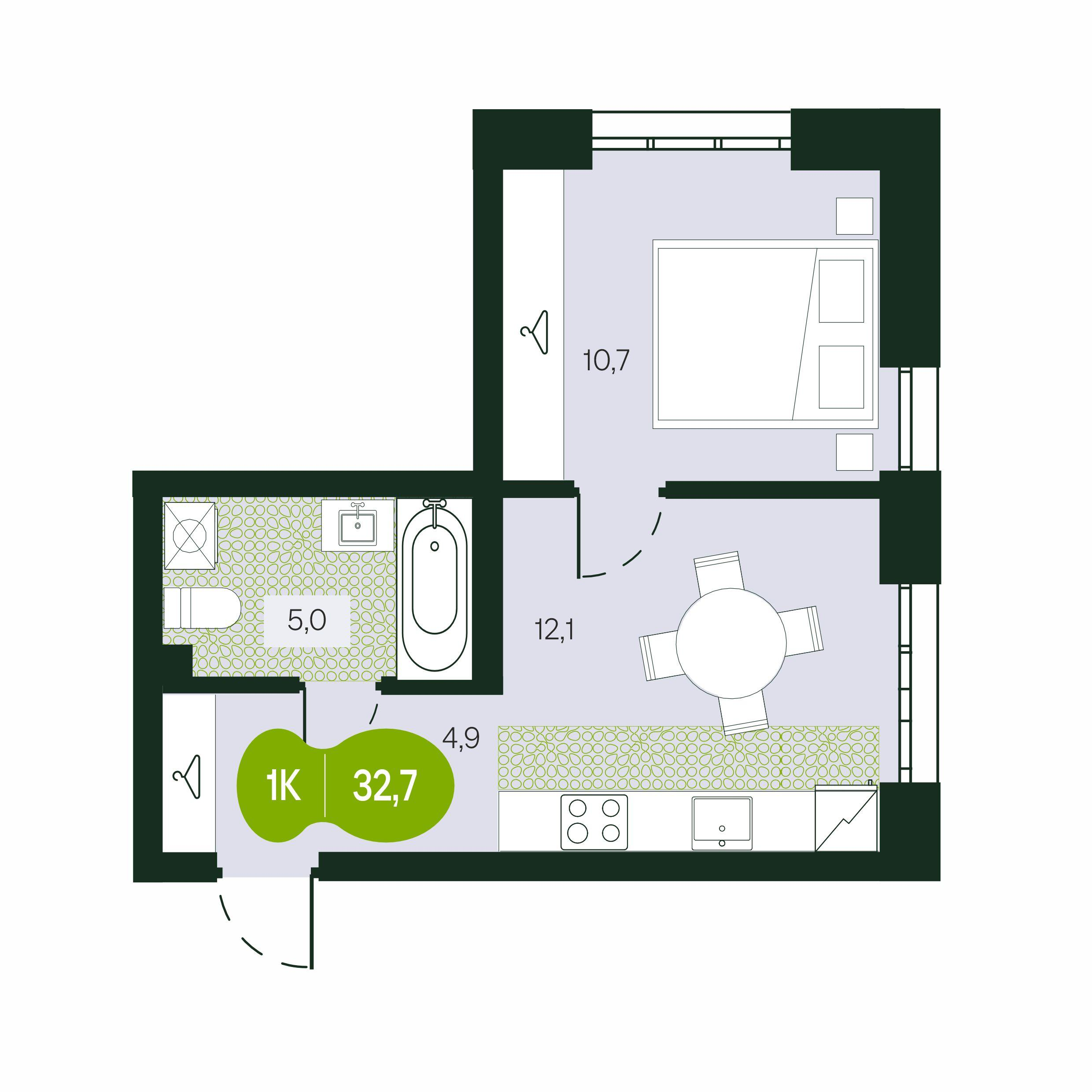 1-комнатная 32 м2 в ЖК Солнечный Город корпус null этаж 1
