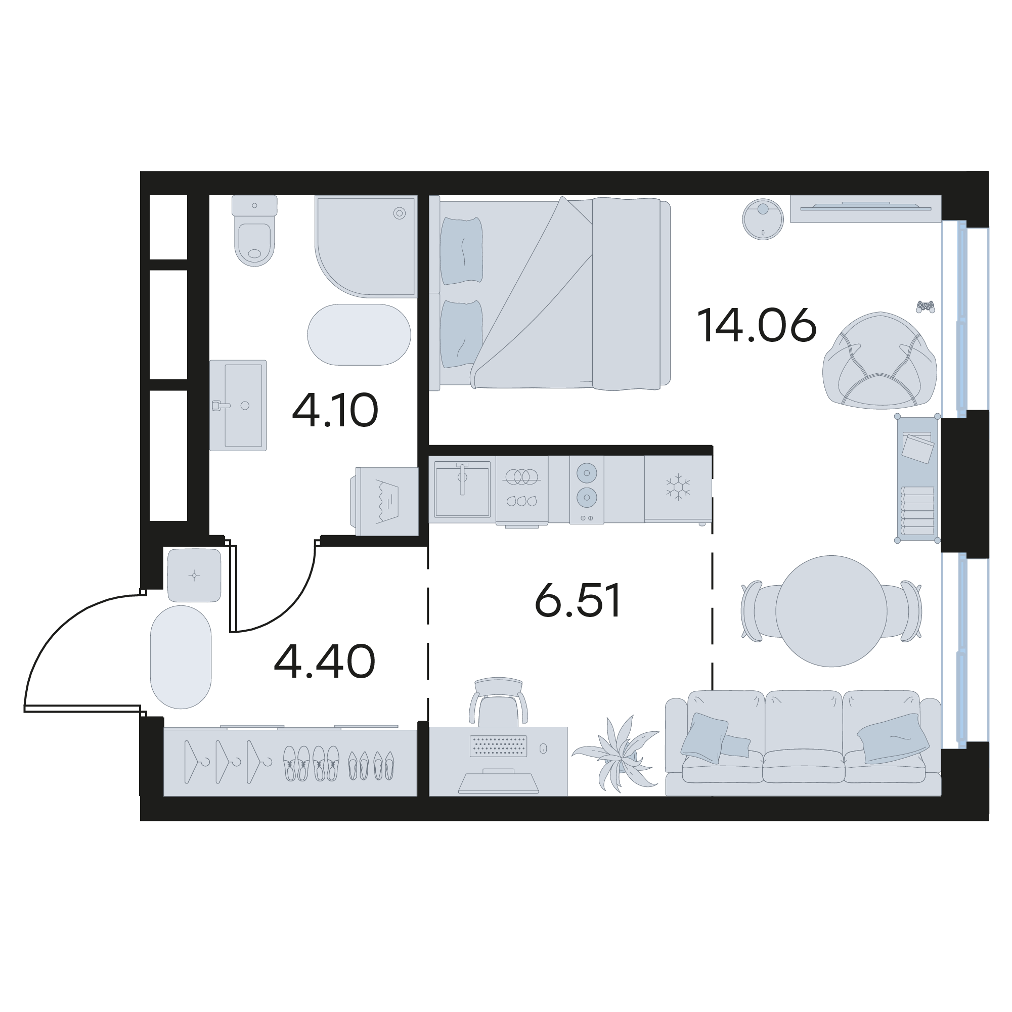 Студия 29 м2 в ЖК GloraX Октябрьский корпус null этаж 4