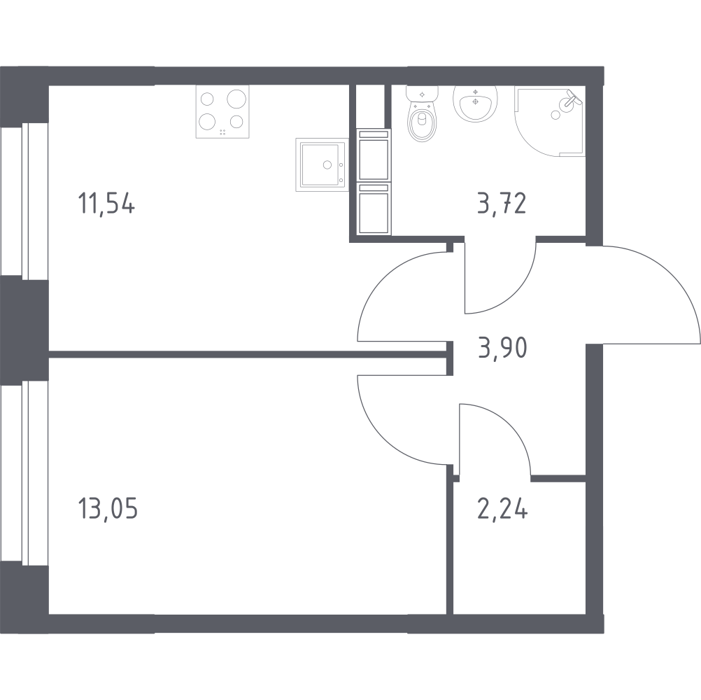 1-комнатная 34 м2 в ЖК Эко Бунино корпус null этаж 3