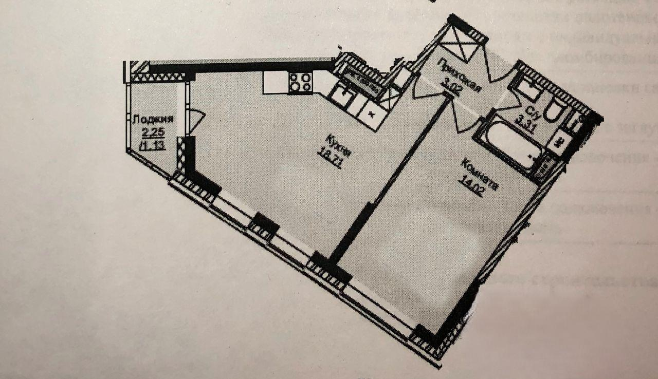 1-комнатная 39 м2 в ЖК undefined корпус null этаж 5