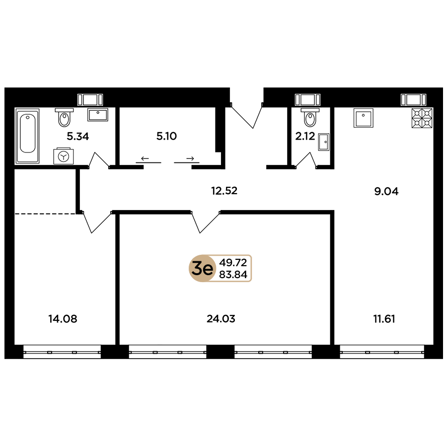 2-комнатная 83 м2 в ЖК Легенда корпус null этаж 7