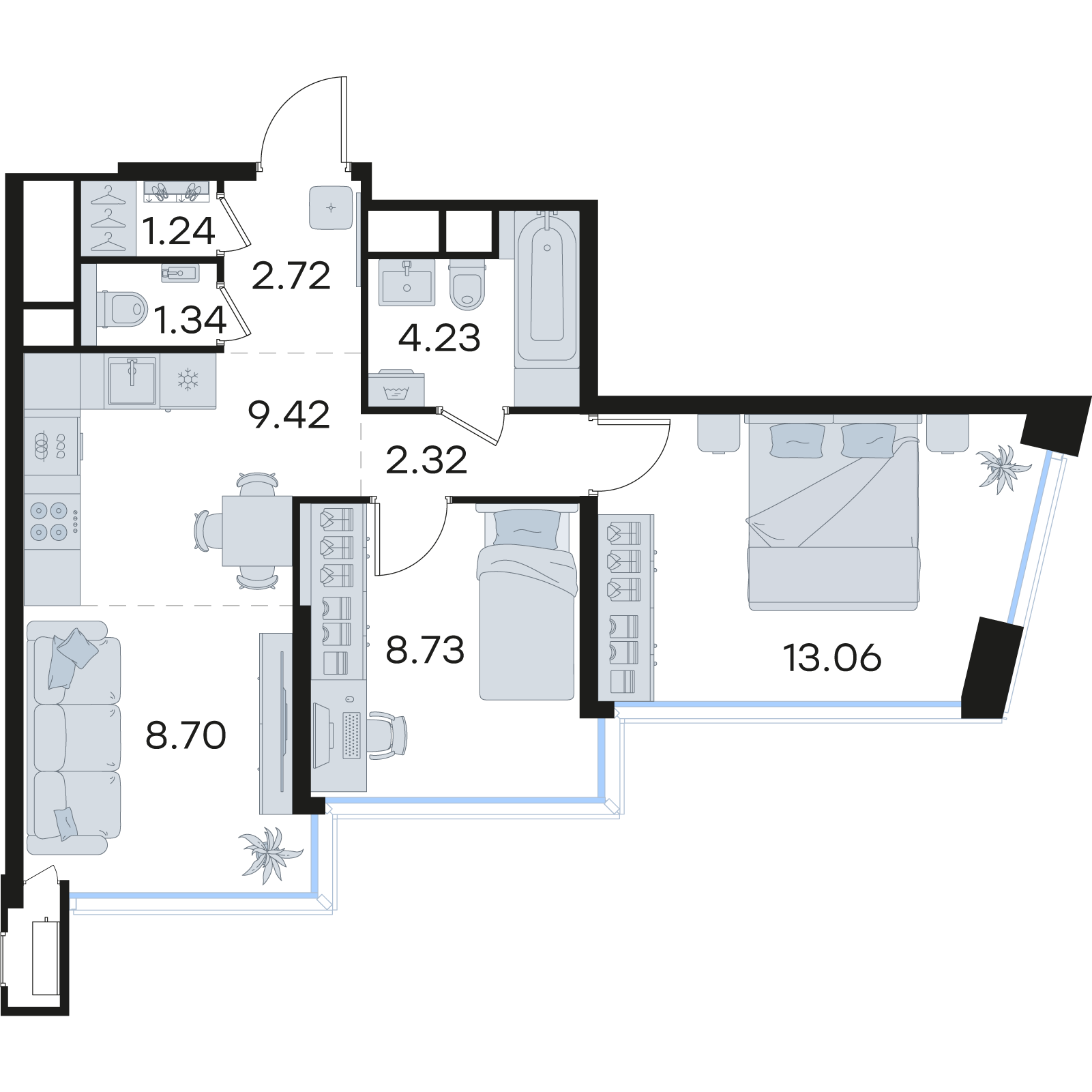 2-комнатная 51 м2 в ЖК Статус на Черниговской корпус null этаж 6