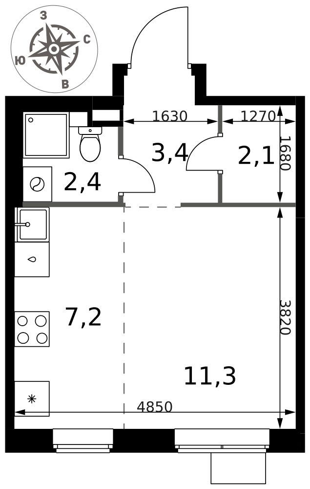 Студия 26 м2 в ЖК 1-й Химкинский корпус null этаж 14