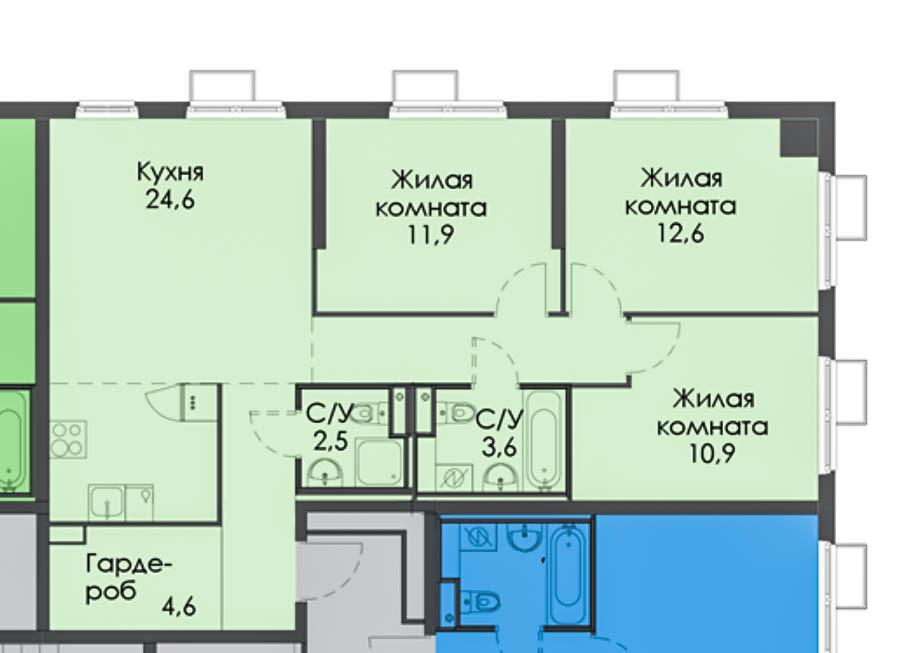 4-комнатная 80.3 м2 в ЖК undefined корпус null этаж 9