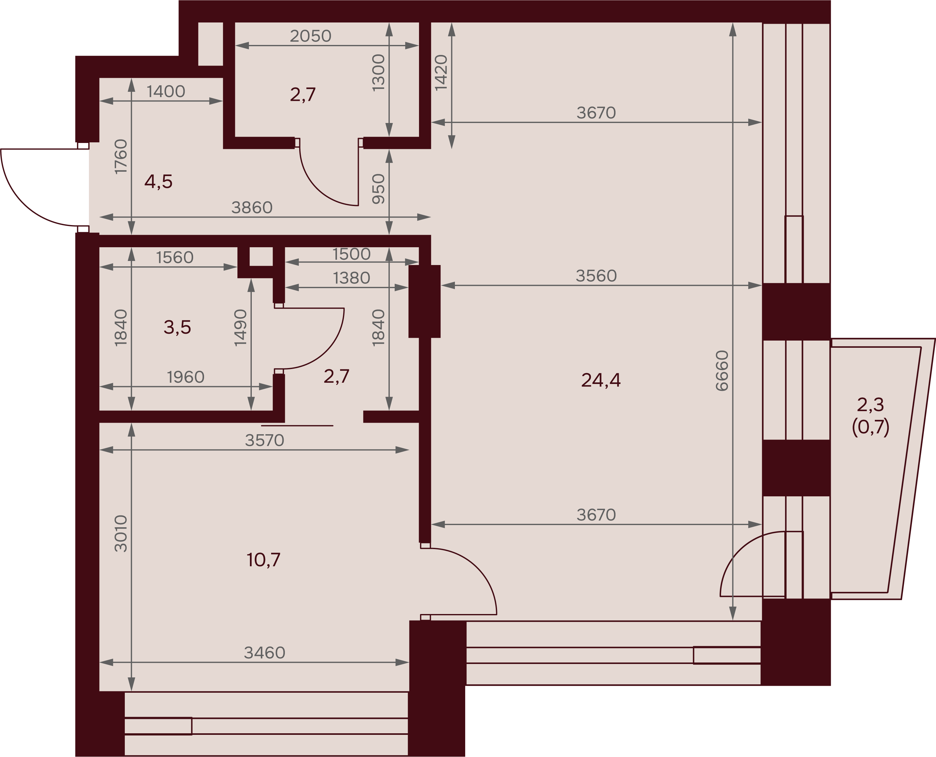 1-комнатная 49 м2 в ЖК Дом 7. Даниловский корпус null этаж 2