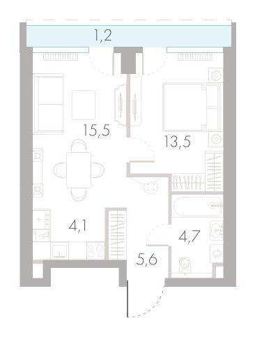 2-комнатная 44 м2 в ЖК River Park Towers Кутузовский корпус null этаж 10